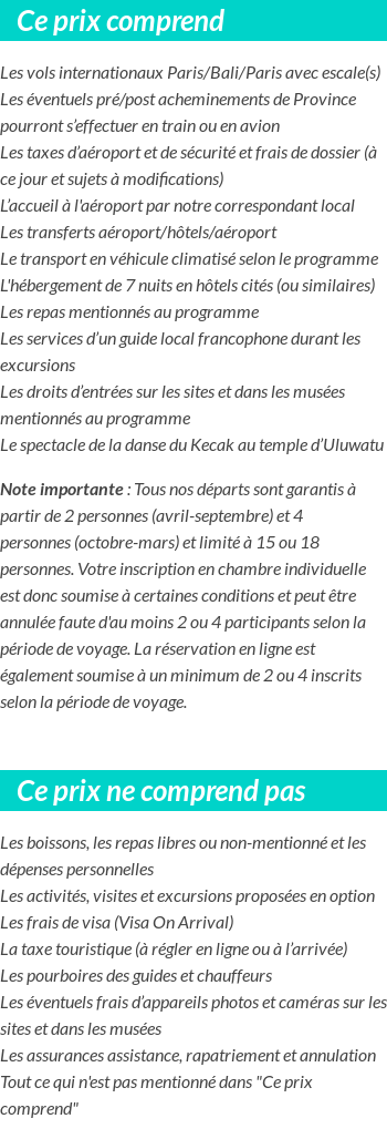 Conditions tarifaires