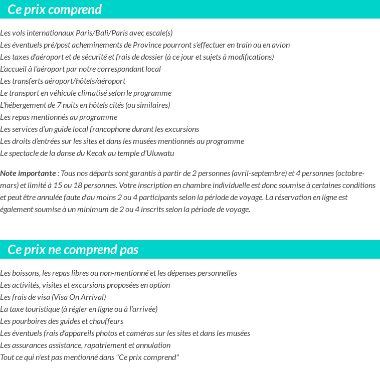 Conditions tarifaires
