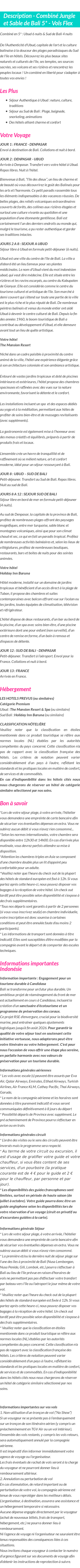 Détails du séjour