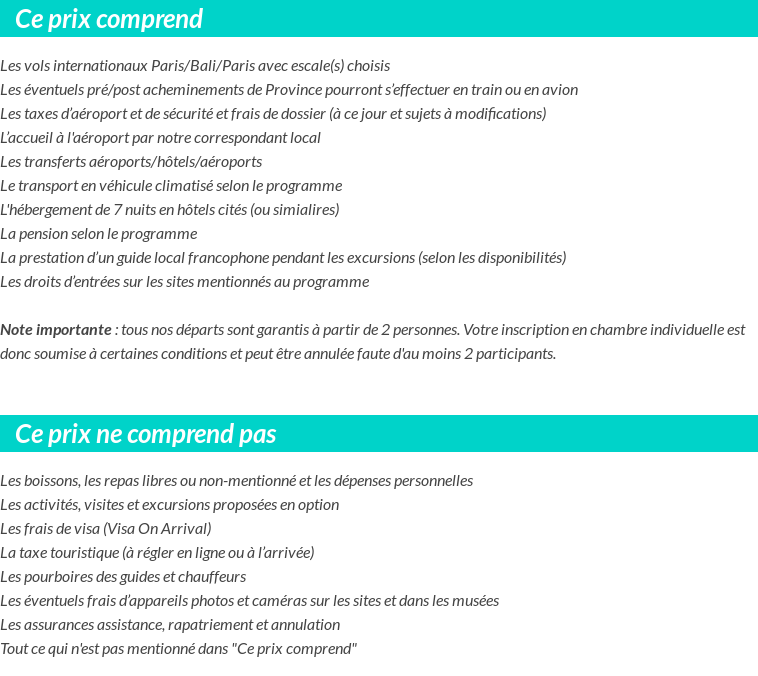 Conditions tarifaires