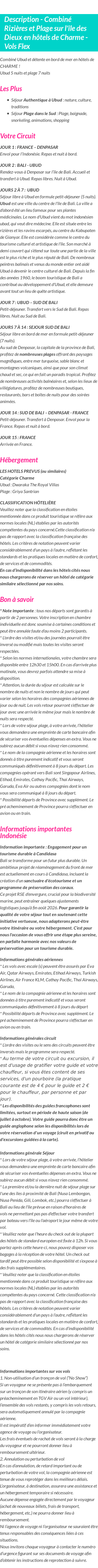 Détails du séjour