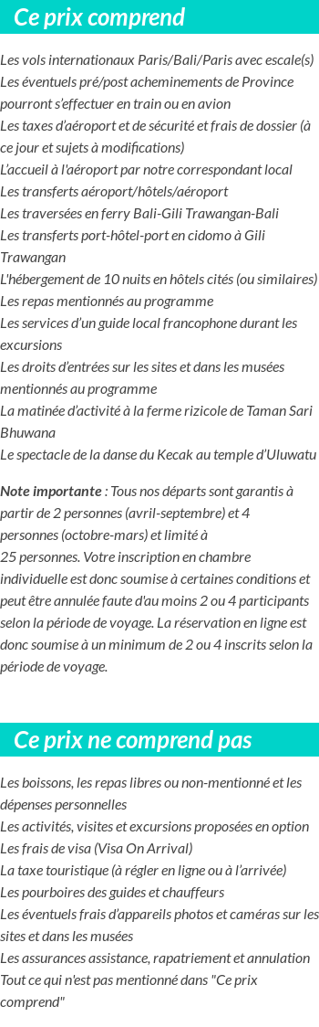 Conditions tarifaires