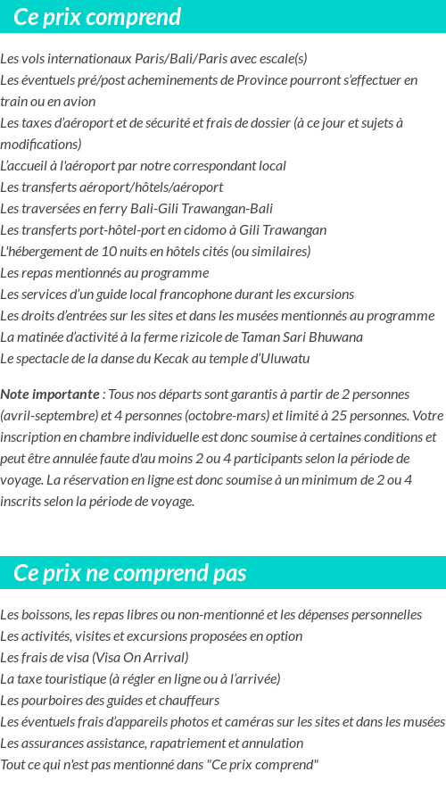 Conditions tarifaires