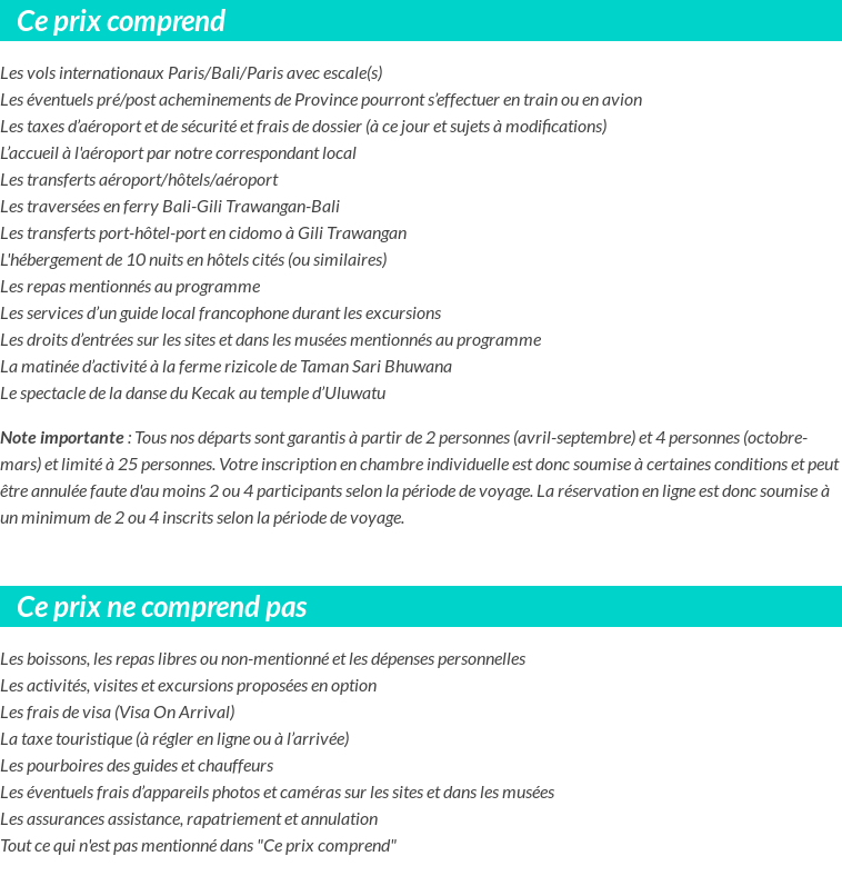 Conditions tarifaires