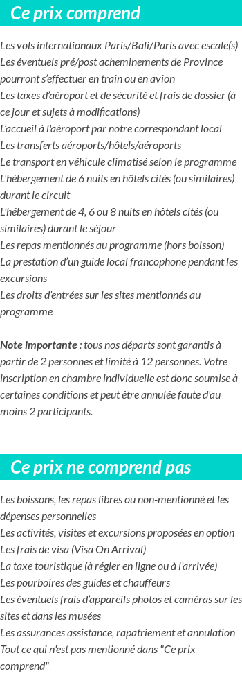 Conditions tarifaires