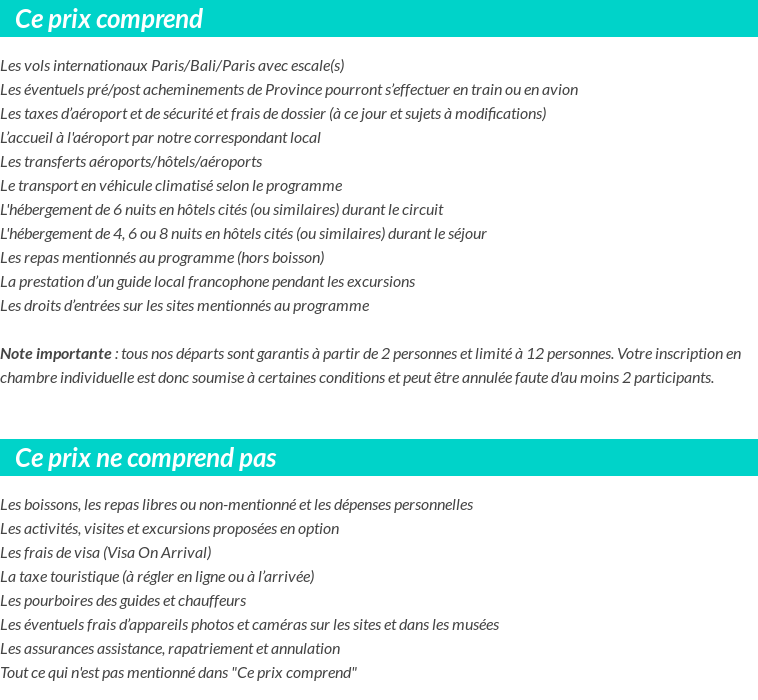 Conditions tarifaires