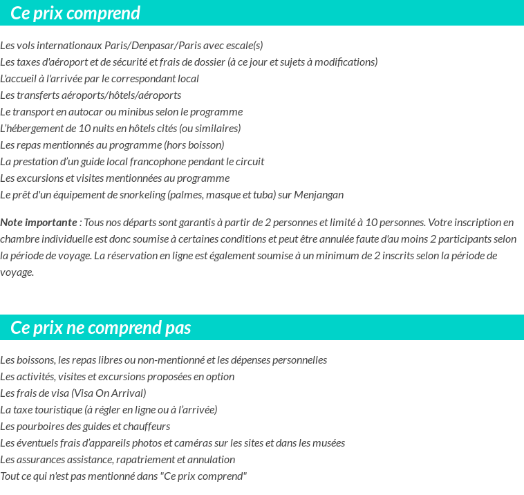 Conditions tarifaires