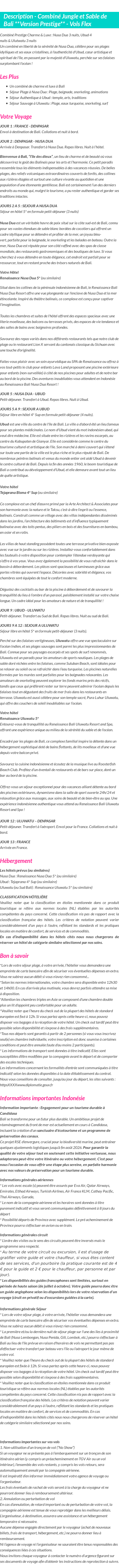 Détails du séjour