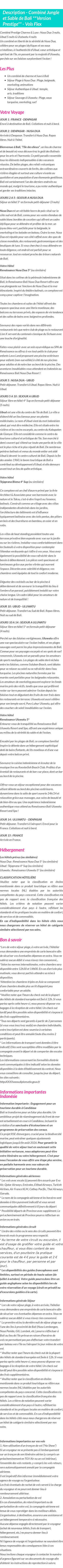 Détails du séjour