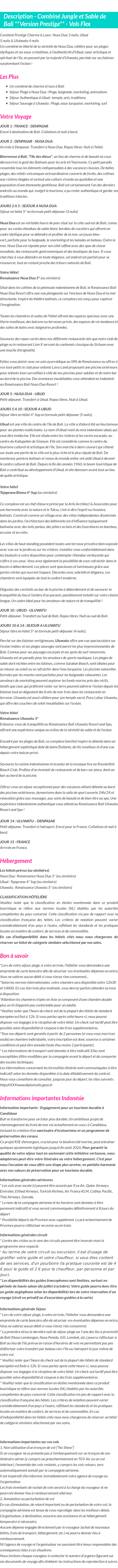 Détails du séjour