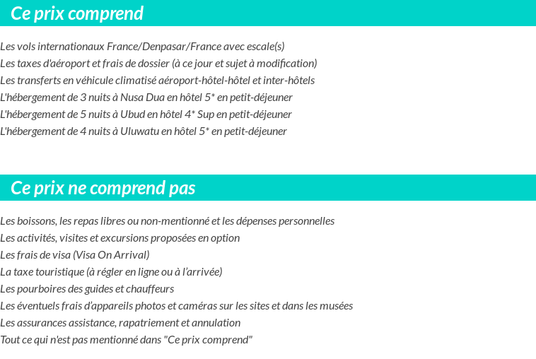 Conditions tarifaires