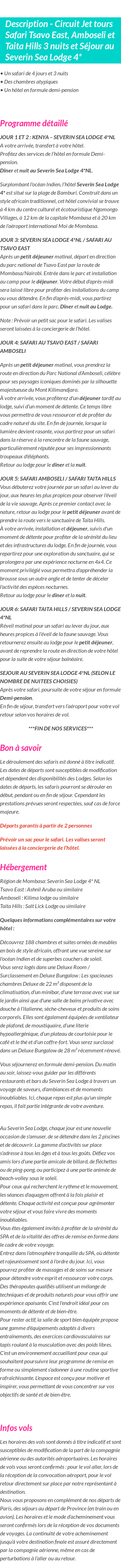 Détails du séjour