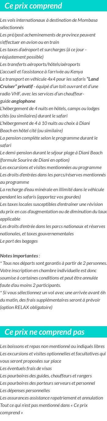 Conditions tarifaires