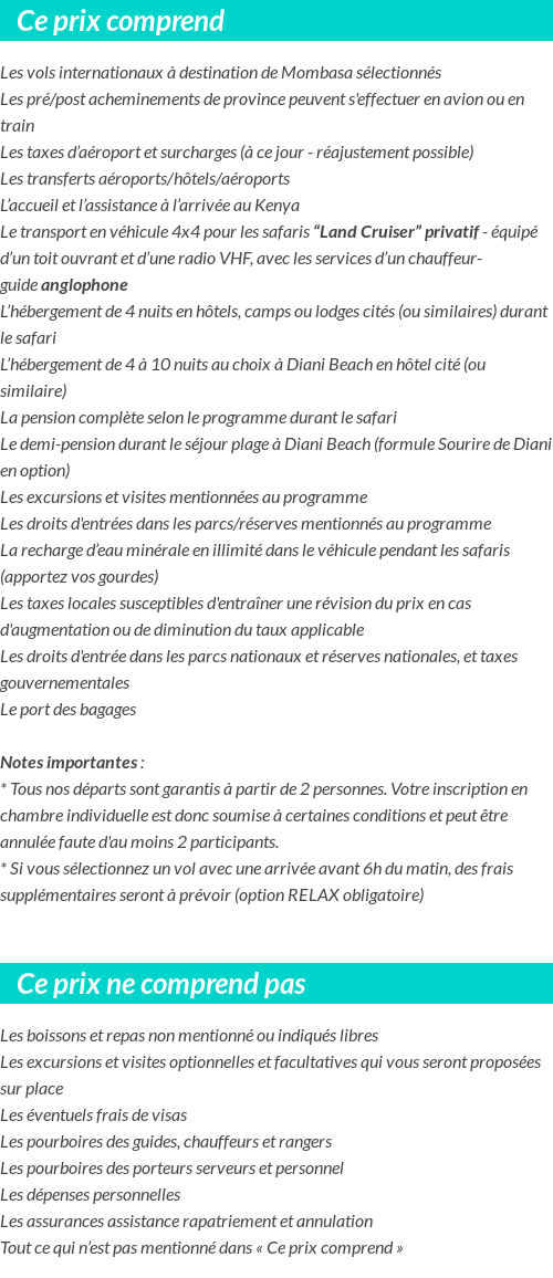 Conditions tarifaires