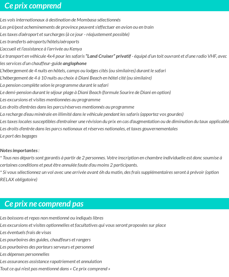 Conditions tarifaires