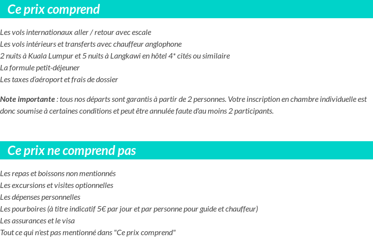 Conditions tarifaires
