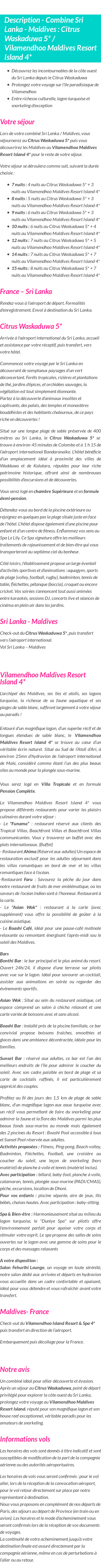 Détails du séjour