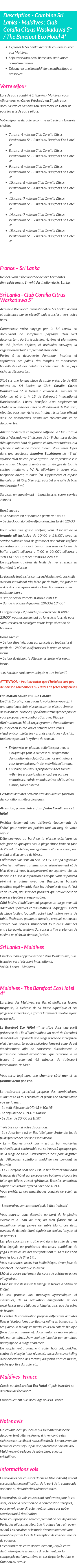 Détails du séjour