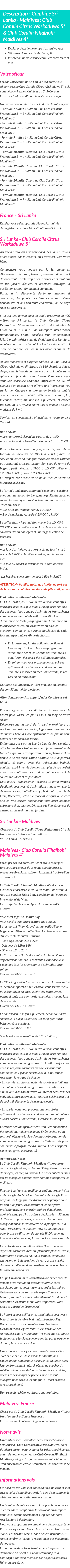 Détails du séjour