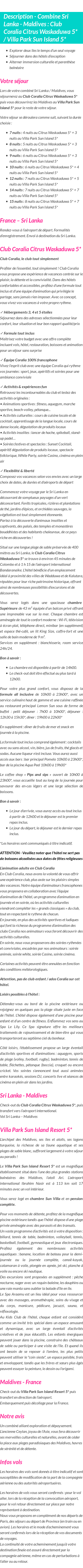Détails du séjour