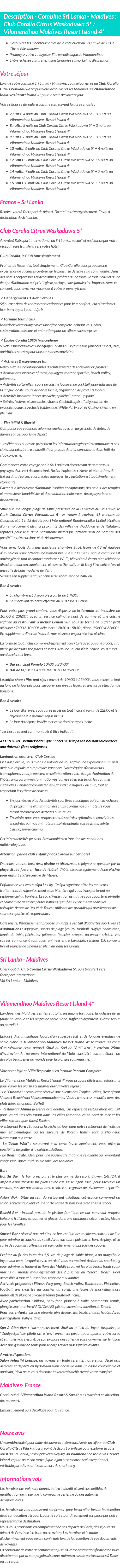 Détails du séjour