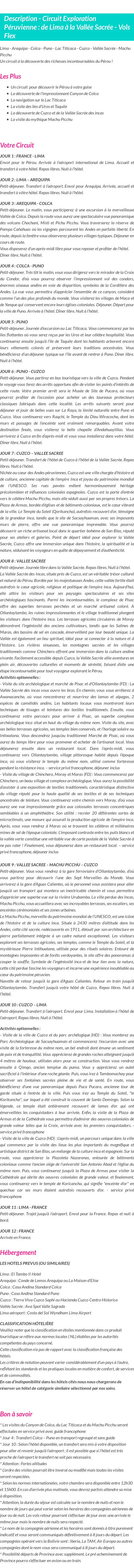 Détails du séjour