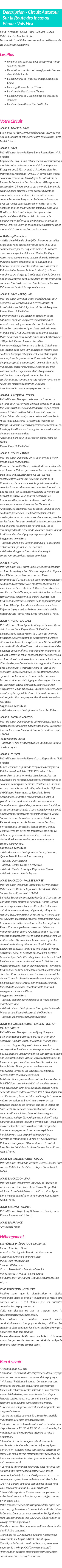 Détails du séjour