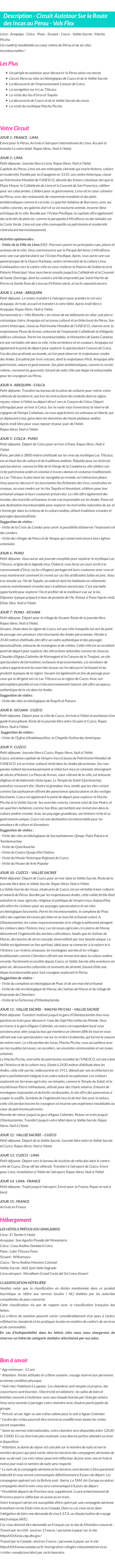 Détails du séjour