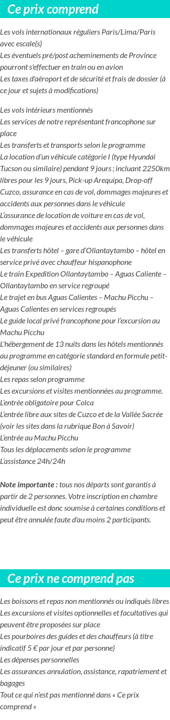 Conditions tarifaires