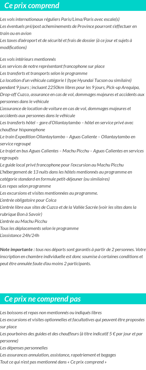 Conditions tarifaires