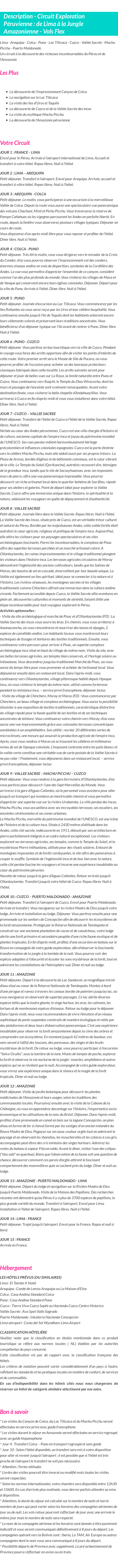 Détails du séjour