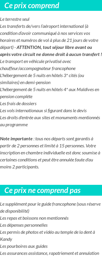 Conditions tarifaires