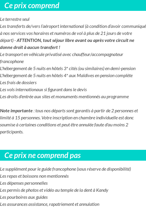 Conditions tarifaires