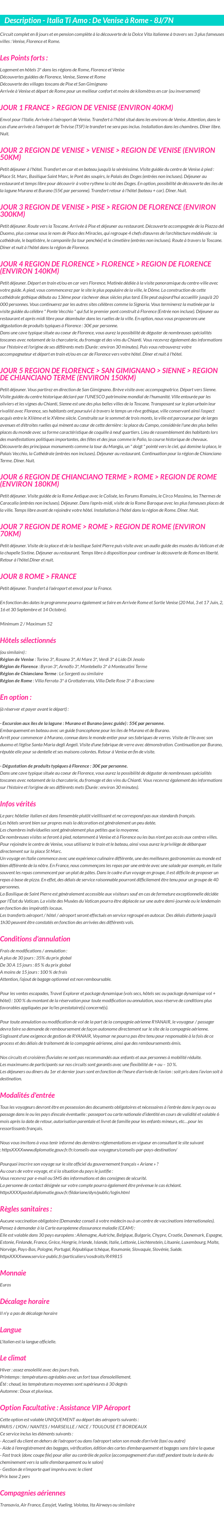 Détails du séjour