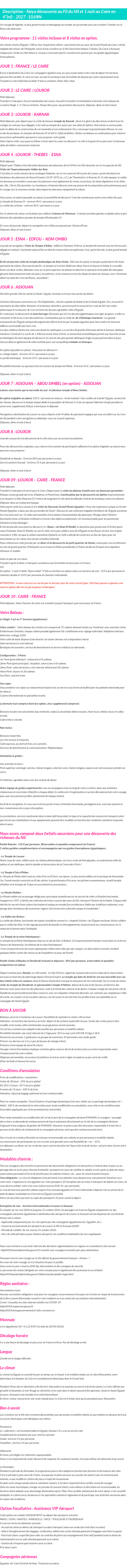 Détails du séjour