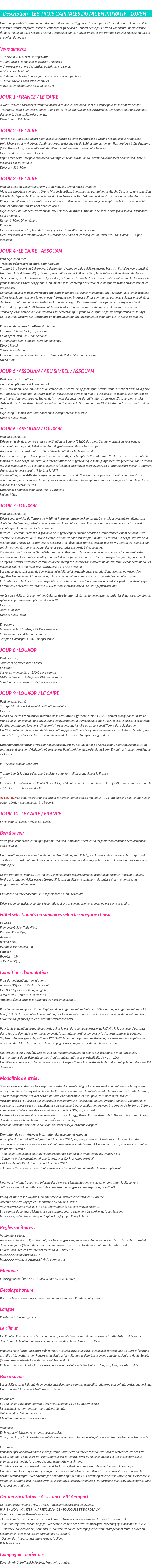 Détails du séjour