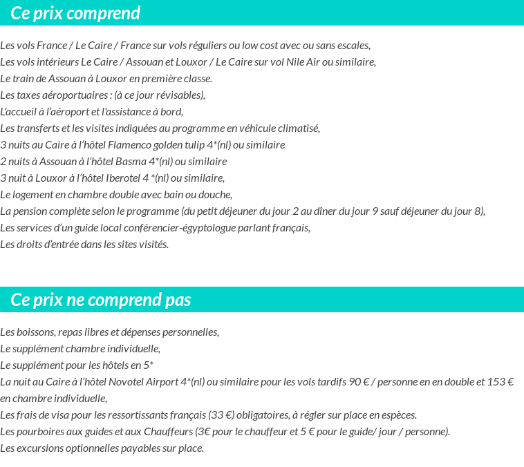 Conditions tarifaires