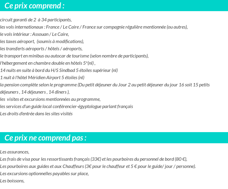 Conditions tarifaires