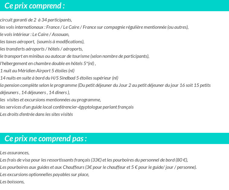 Conditions tarifaires