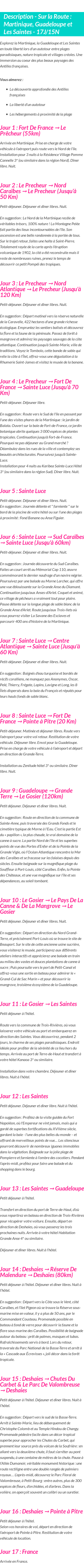Détails du séjour