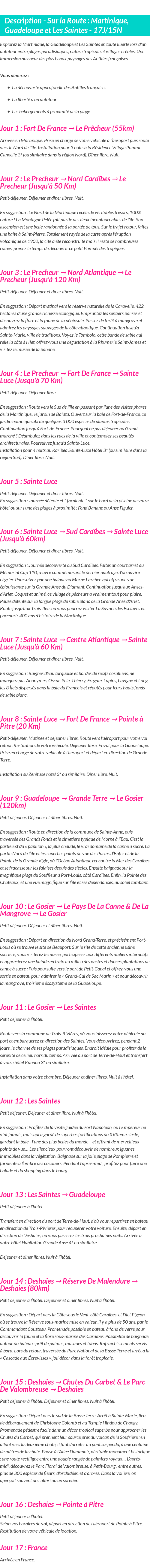 Détails du séjour