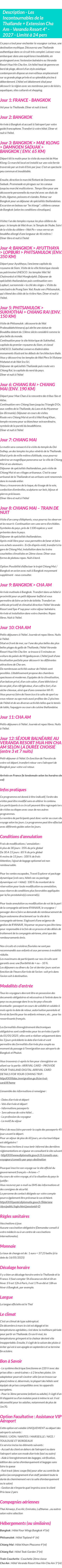 Détails du séjour