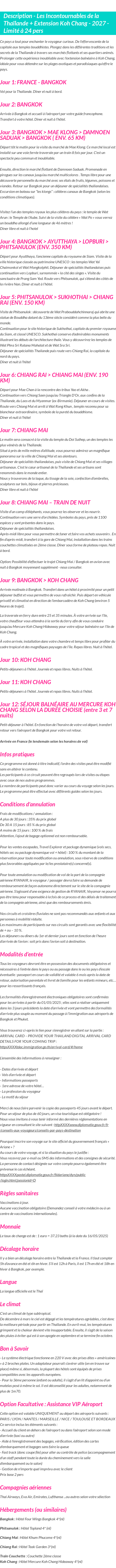 Détails du séjour