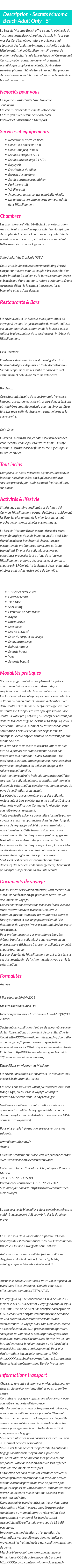 Détails du séjour