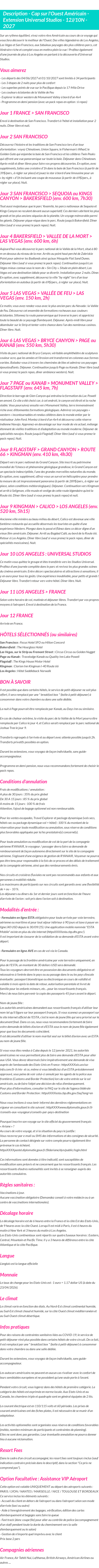 Détails du séjour