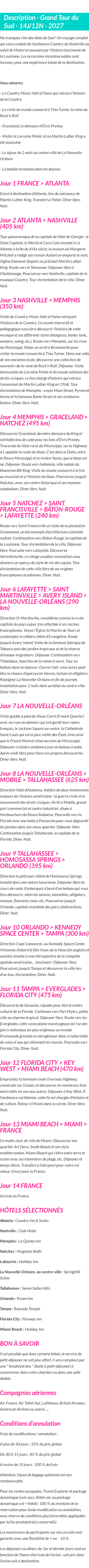 Détails du séjour