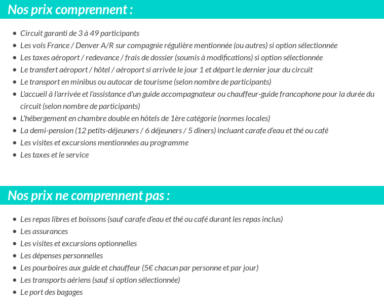 Conditions tarifaires