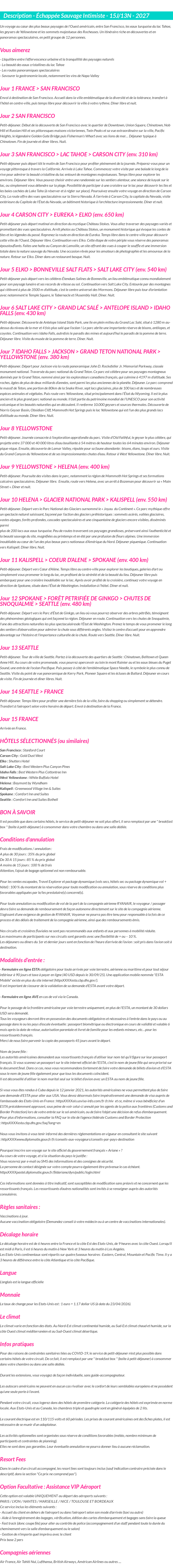 Détails du séjour