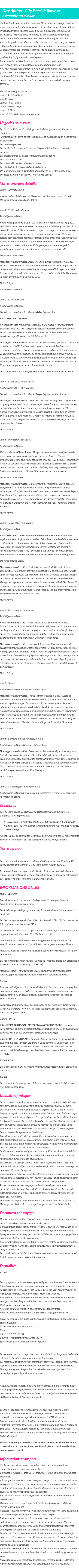 Détails du séjour