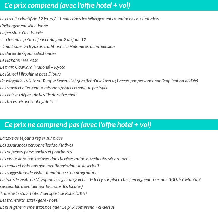 Conditions tarifaires